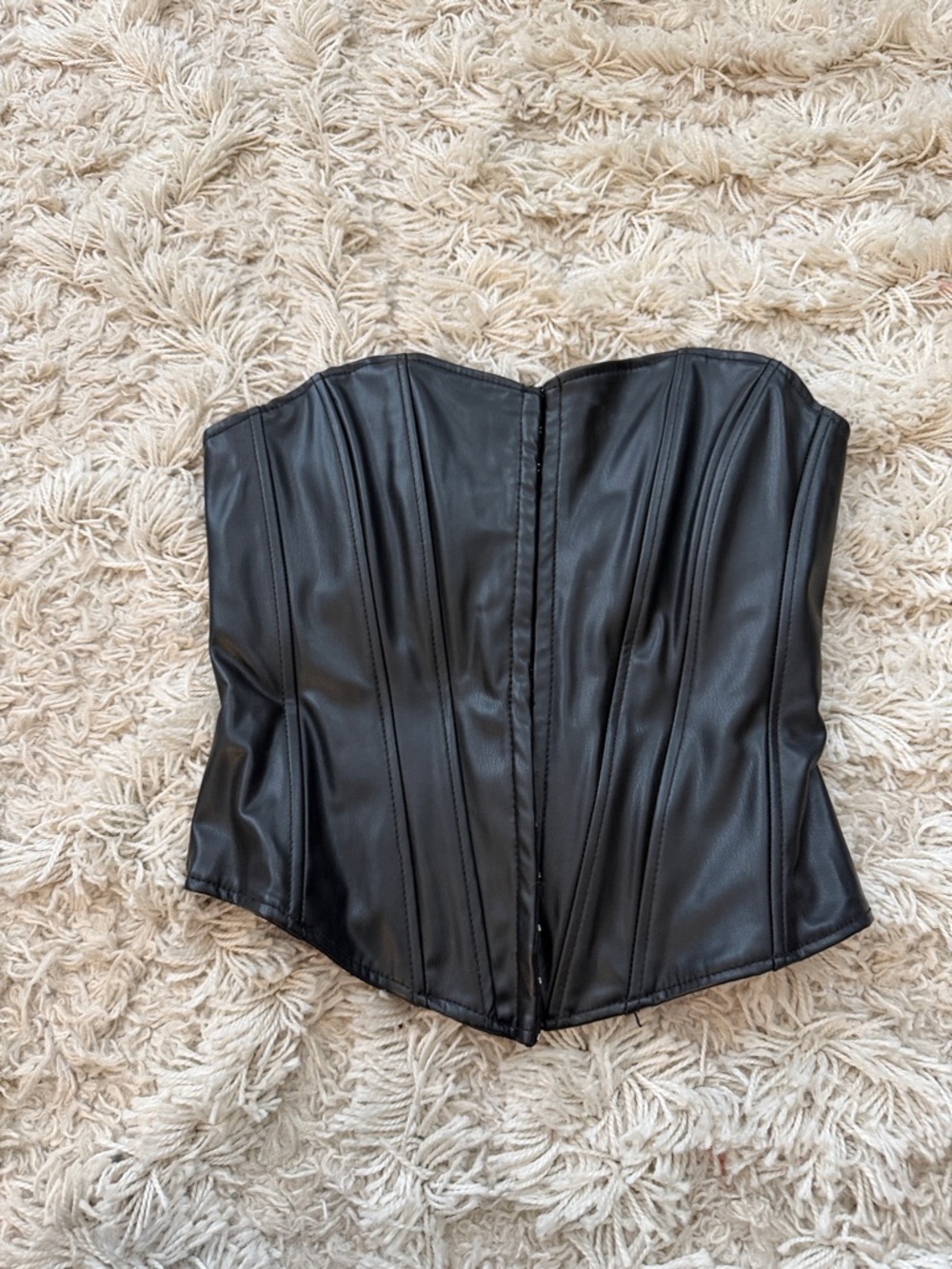 Zara Black Faux Leather Corset Top
